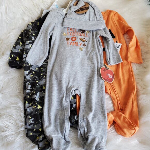 Chick Pea/Contact/Old Navy Unisex Baby Onesie Pajama Bundle SZ 6-9M - Picture 3 of 14
